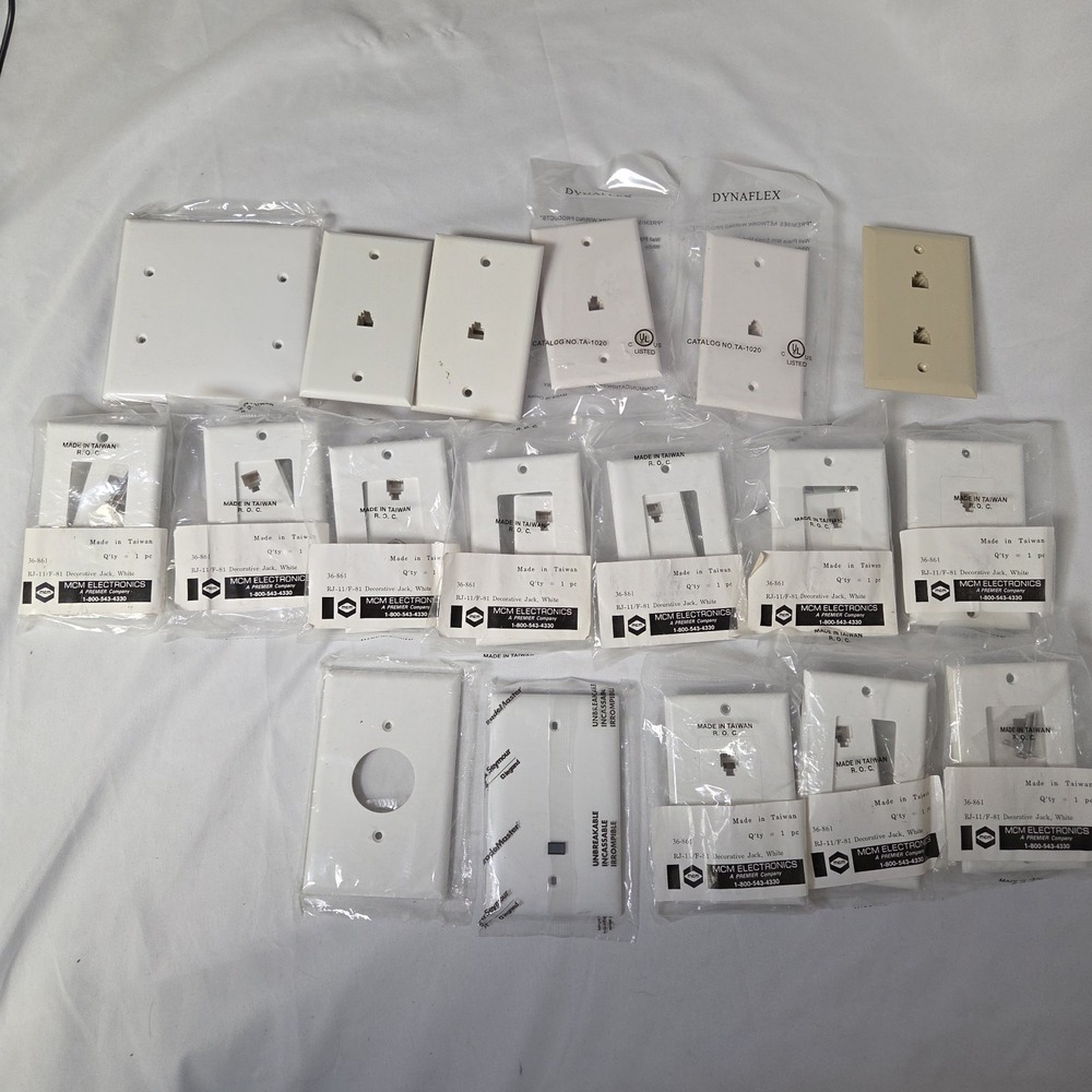 18 mixed packs of wall plates coax and telephone packs